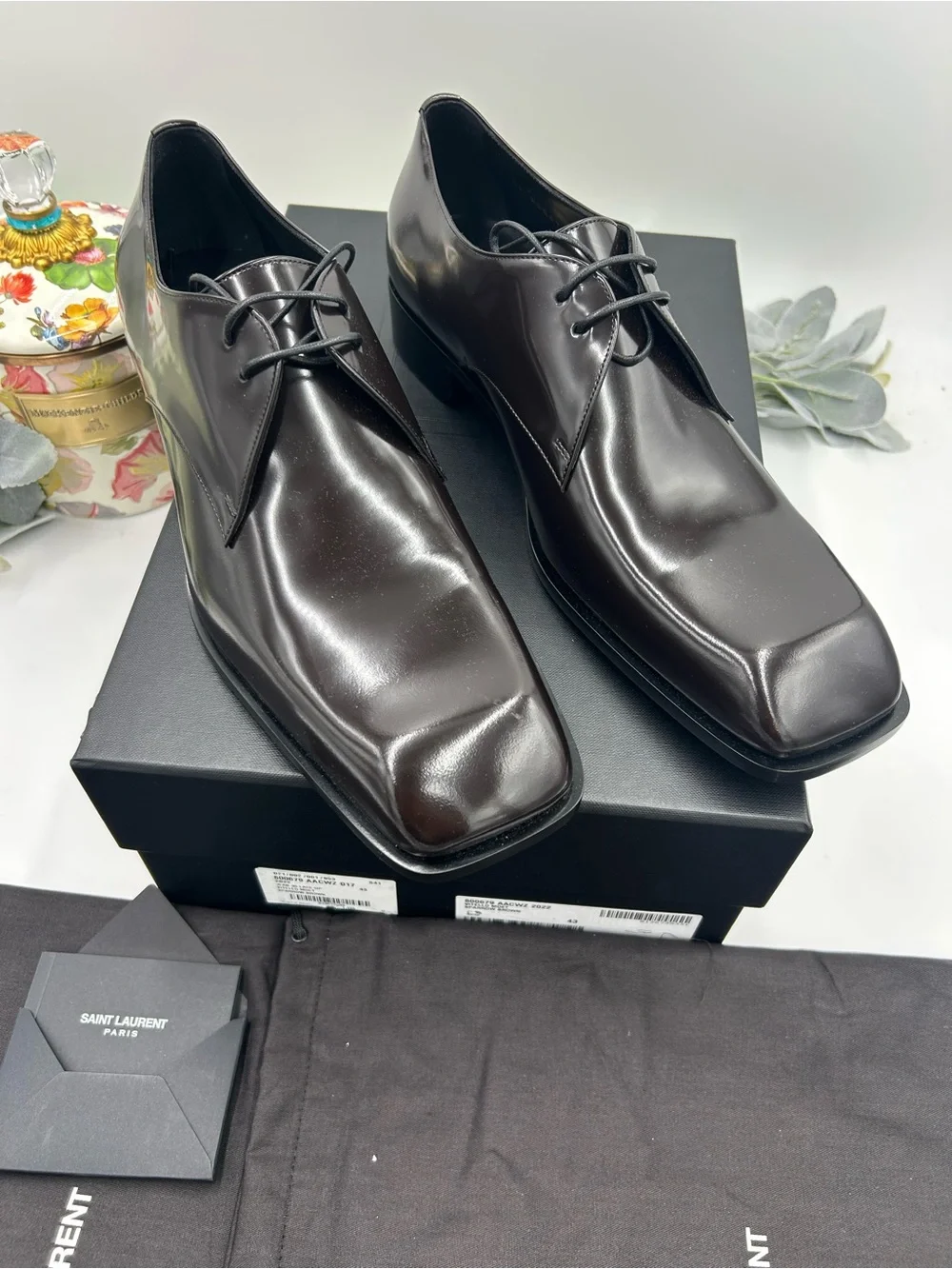 Men's Saint Laurent JEAN Leather, Derby shoes, size 43 made in Italy